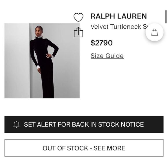 Ralph Lauren Collection Velvet Turtleneck Evening Dress S Black $2790 Sweater - Picture 2 of 9